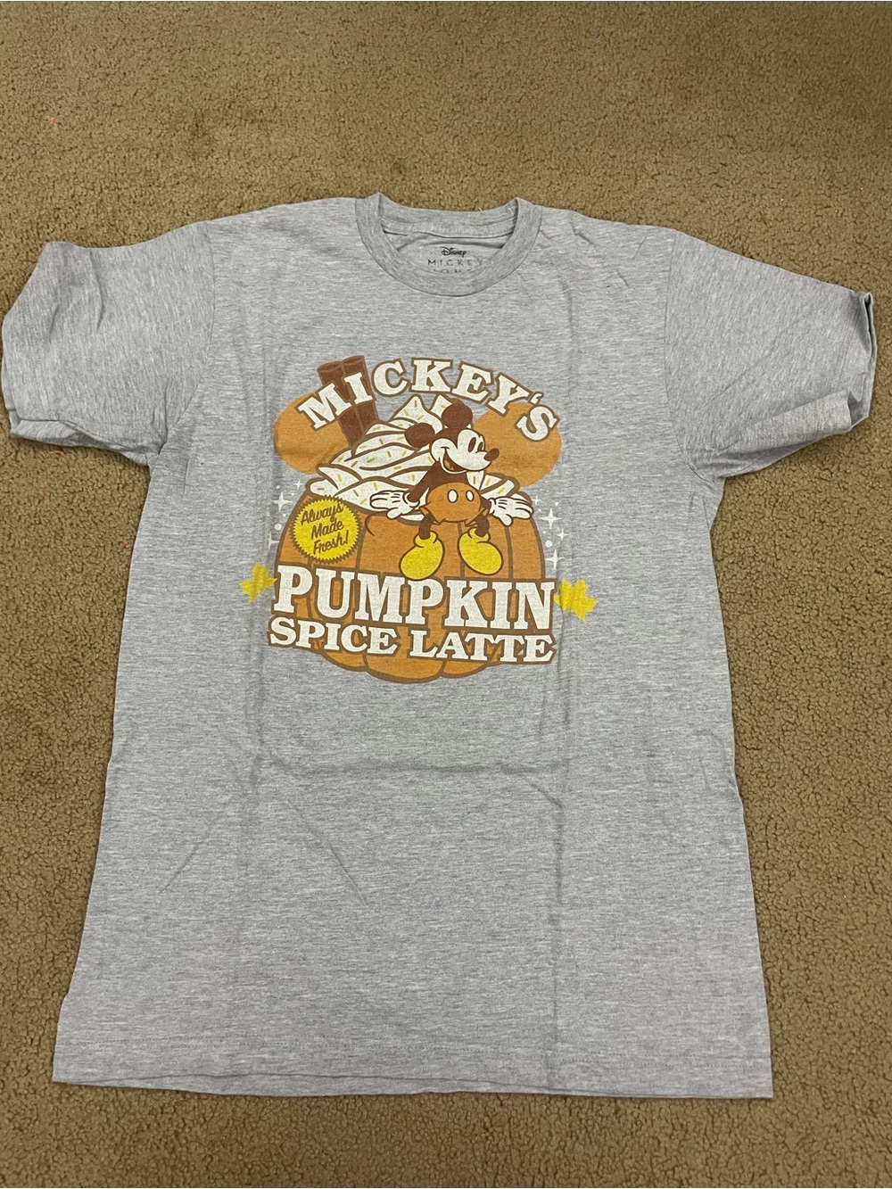 Disney Mickey Pumpkin Spice Latte Gray Graphic Tee